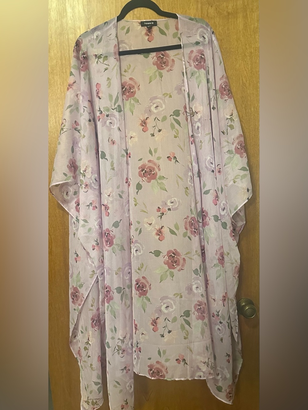 Light Pink Floral cape/Kimono - light Floral Print one size